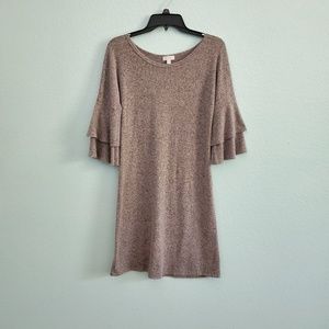 Charming Charlie soft grey bell sleeve dress